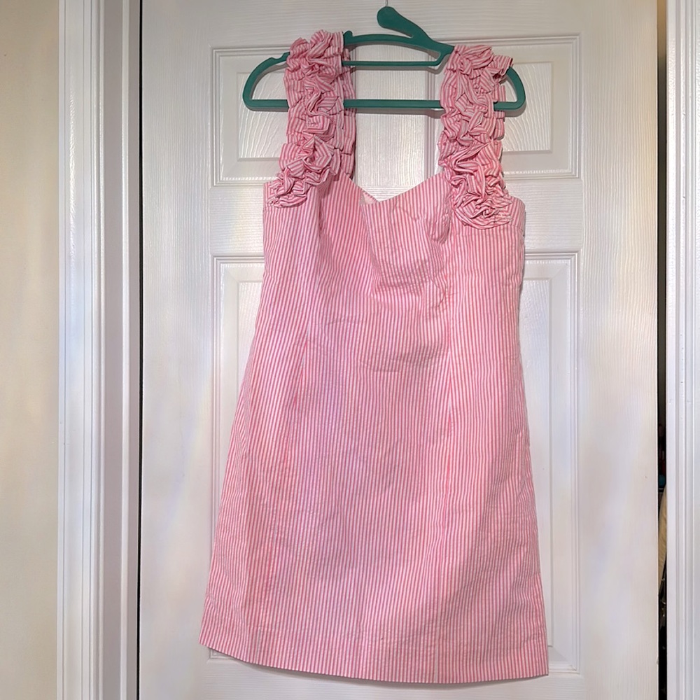 NWT Lilly Pulitzer Devina Dress/pink cosmo seer sucker. Size 10.